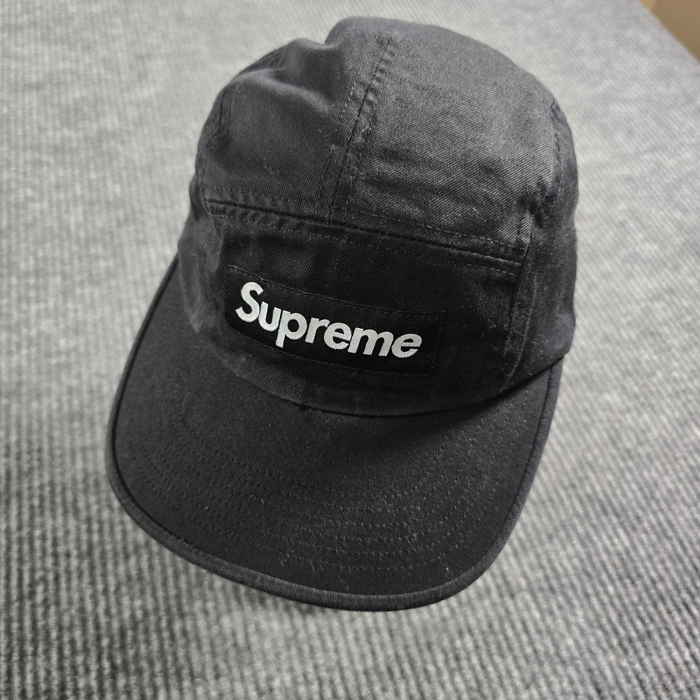 Supreme Camp Hat Cap 5 Panel Hat Black Baseball Cap Mens Strapback - USA Made